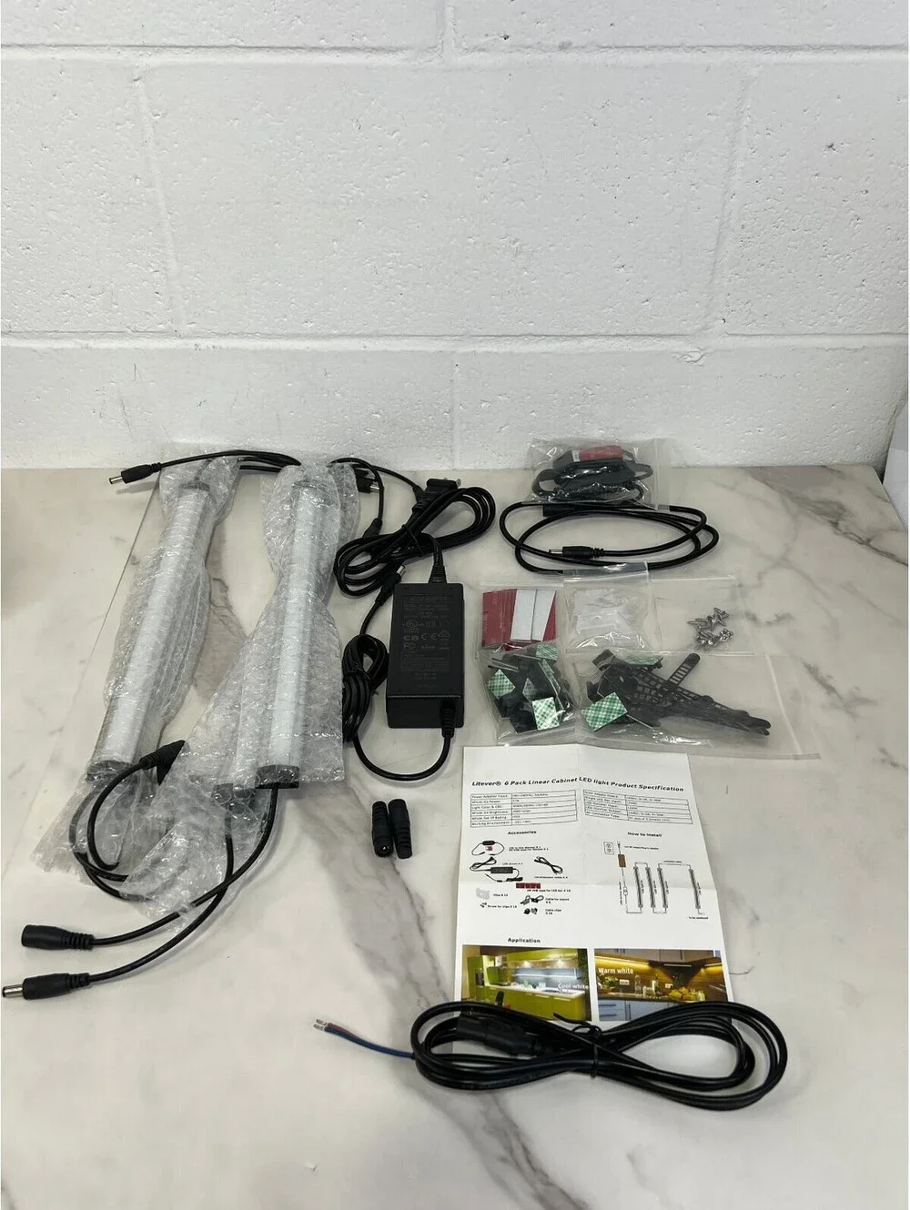 Litever 6 Pack Linear Cabinet LED Light Kit 31W 3000K/5000K CRI>80